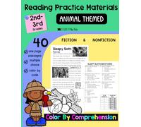 Reading Practice Materials: Color By Comprehension Questions, Second Grade Educational, Animal Themed Nonfiction and Fiction, Grade 3 Learning