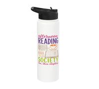 Reading Society Book Lover Afternoon Tea Bookish Reader Stainless Steel Insulated Water Bottle