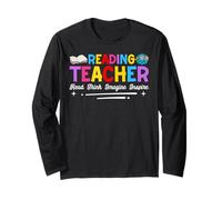 Reading Teacher Read Think Imagine Inspire Maglia a Manica