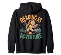Reading Wild adventures Lion Book Reader Kids Reading Felpa con Cappuccio