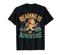 Reading Wild adventures Lion Book Reader Kids Reading Maglietta