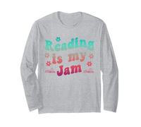 Reading's My Jam Book Groovy Teacher Bookworm Library Reader Maglia a Manica