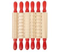 READY 2 LEARN Mini mattarelli in legno testurizzati - Set da 6 - 7,25 pollici - Maniglie girevoli - Rulli per lavoretti con l'impasto per bambini