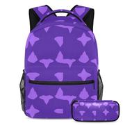 Ready for Adventure, set di 2 zaini per bambini, zaino con astuccio per studenti, motivo geometrico quadrato viola, Multicolore, B:29.4x20x40cm P:19x7.5x3.8cm, Zaini Daypack