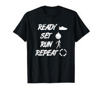 Ready Set Run Repeat Amante della Corsa Maglietta con Stampa Grafica Economica