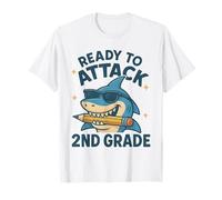Ready to Attack 2nd Grade Shark Back to School Tee per Bambini Maglietta