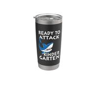 Ready To Attack Kindergarten Shark Funny Back To School Bicchiere termico in acciaio inox doppia parete