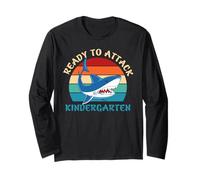Ready To Attack Kindergarten Shark Funny Back To School Maglia a Manica