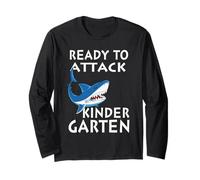Ready To Attack Kindergarten Shark Funny Back To School Maglia a Manica