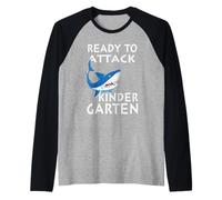 Ready To Attack Kindergarten Shark Funny Back To School Maglia con Maniche Raglan