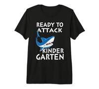 Ready To Attack Kindergarten Shark Funny Back To School Maglietta Premium