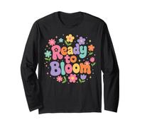 Ready To Bloom Amante della Lettura Floreale Retro Bookworm Maglia a Manica