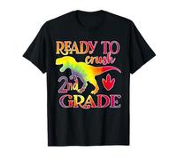 Ready To Crush 2nd Grade Dinosaur Back To School Tie Dye Maglietta