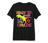 Ready To Crush 2nd Grade Dinosaur Back To School Tie Dye Maglietta Premium