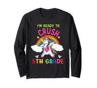 Ready To Crush 5th Grade Dabbing Unicorn Back To School Maglia a Manica