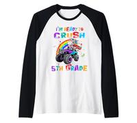 Ready To Crush 5th Grade Unicorn Monster Truck Back School Maglia con Maniche Raglan