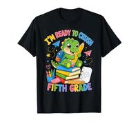 Ready To Crush Fifth Grade Dinosaur Back To School Student Maglietta