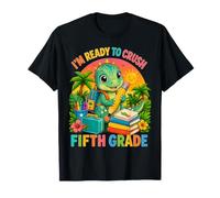Ready To Crush Fifth Grade Dinosaur Back To School Student Maglietta