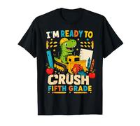 Ready To Crush Fifth Grade Dinosaur Dozer Back To School Maglietta