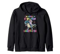 Ready To Crush Kindergarten Unicorn Dinosaur Back to School Felpa con Cappuccio