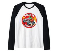 Ready To Crush Pre-K T-rex Dino Monster Truck Scuola Ragazzi Maglia con Maniche Raglan