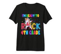 Ready To Rock 4th Grade Dabbing Unicorn Back To School Maglietta Premium
