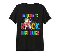 Ready To Rock First Grade Dabbing Unicorn Back To School Maglietta Premium
