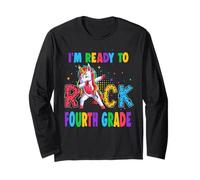 Ready To Rock Fourth Grade Dabbing Unicorn Back To School Maglia a Manica