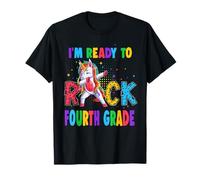 Ready To Rock Fourth Grade Dabbing Unicorn Back To School Maglietta