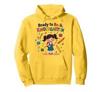 Ready to Rock Kindergarten First Day Girl Zaino Matita Felpa con Cappuccio, Unisex per Adulti, Limone, S