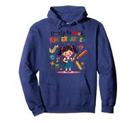 Ready to Rock Kindergarten First Day Girl Zaino Matita Felpa con Cappuccio, Unisex per Adulti, Navy, L