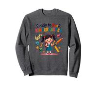 Ready to Rock Kindergarten First Day Girl Zaino Matita Felpa, Unisex per Adulti, Grigio Scuro, S