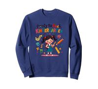 Ready to Rock Kindergarten First Day Girl Zaino Matita Felpa, Unisex per Adulti, Navy, S