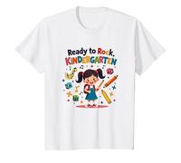 Ready to Rock Kindergarten First Day Girl Zaino Matita Maglietta, Bambini, Bianco, 2 Anni