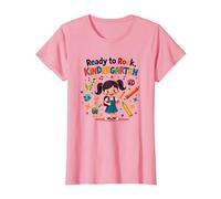 Ready to Rock Kindergarten First Day Girl Zaino Matita Maglietta, Donna, Rosa, M
