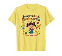Ready to Rock Kindergarten First Day Girl Zaino Matita Maglietta, Uomo, Limone, S