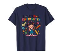 Ready to Rock Kindergarten First Day Girl Zaino Matita Maglietta, Uomo, Navy, S