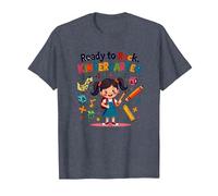 Ready to Rock Kindergarten First Day Girl Zaino Matita Maglietta, Uomo, Pervinca, S