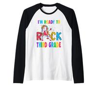 Ready To Rock Third Grade Dabbing Unicorn Back To School Maglia con Maniche Raglan