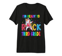 Ready To Rock Third Grade Dabbing Unicorn Back To School Maglietta Premium