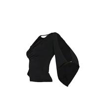 Ready4Dance Top Donna Nero per Danza Standard con Collo ad Anello e Maniche Aperte