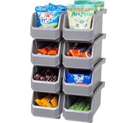 ReadySpace Contenitori in plastica per organizzare e riporre contenitori per armadio, cucina, ufficio, giocattoli o dispensa, medi, confezione da 8, grigio