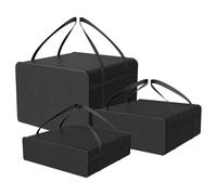 Reaeng Set di 3 sacchetti termici per la consegna della pizza, 50,8 x 50,8 x 15,2 cm, 50,8 x 50,8 x 20,3 cm, 50,8 x 50,8 x 35,6 cm, grandi borse termiche per catering, Doordash, Uber Eats (nero)