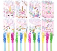REAGAR Regalo per feste con unicorno, 12 raggi UV invisibili e 12 taccuini unicorno, regalo di compleanno per bambini