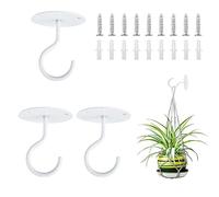 Reagia 3 ganci da soffitto per piante da appendere, ganci a S in metallo con viti e tasselli per appendere cesti per piante, lanterne, campanelli a vento, mangiatoia per uccelli (bianco)