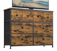 REAHOME LHM8R1 - Comò a 8 Cassetti in Tessuto con Superficie in Legno, Telaio in Acciaio Robusto, Armadietto portaoggetti per soggiorno, corridoio, armadi, cameretta dei bambini (Rustica Café)