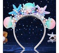 Reaky Cerchietto per capelli da donna a forma di stella marina con perle e conchiglie