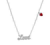 Real 925 Sterling Silver Love Letter Necklace Crystals Heart Crystals from for Women Party Wedding Jewelry