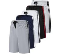 Real Essentials Active Athletic Performance - Pantaloncini da Uomo con Tasche, Confezione da 5, Confezione da 5 - Set F, L