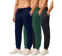Real Essentials - Confezione da 3 Pantaloni Sportivi da Uomo in Pile Tecnico Ultra Morbido con Tasche, Disponibili Anche in Taglie per Persone Alte e di corporatura Robusta (Big & Tall), Set a, S